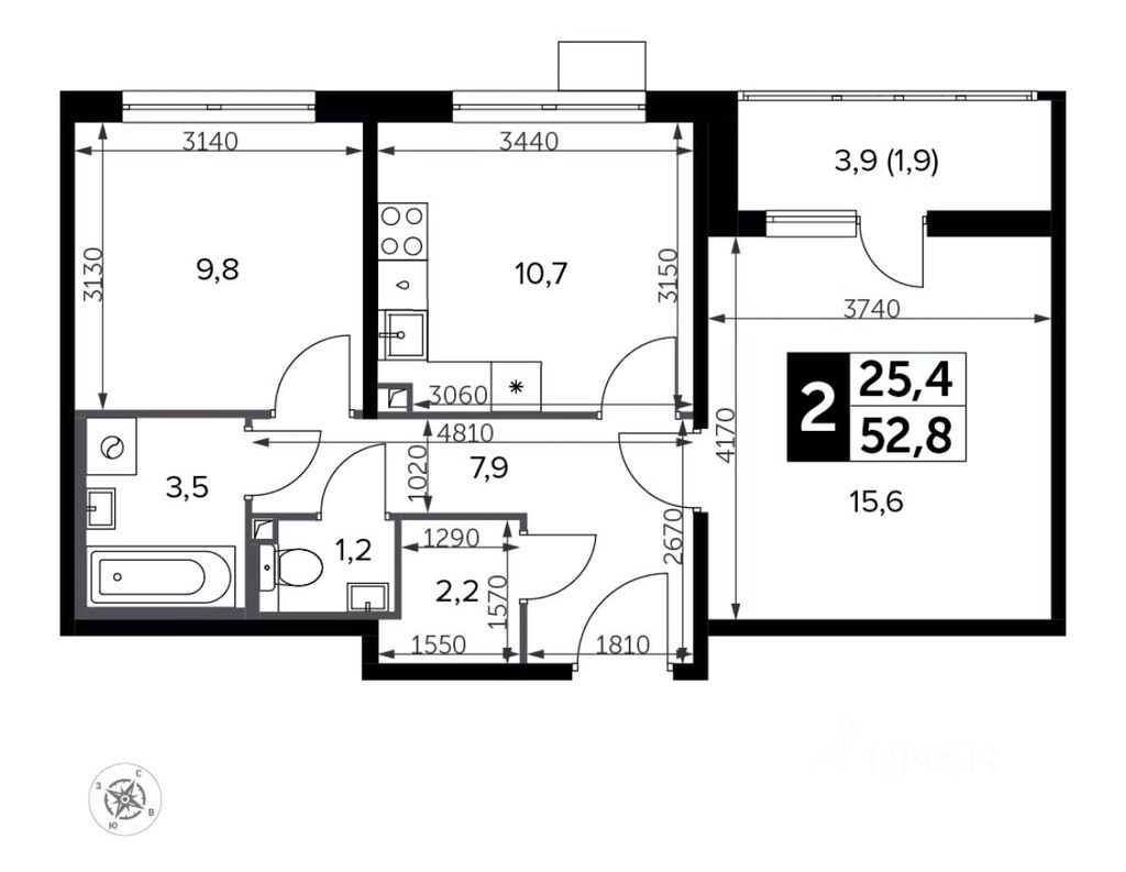 m. Bitsa: Apartment, 2-rooms