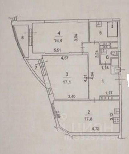 m. Khimki: Apartment, 3-rooms