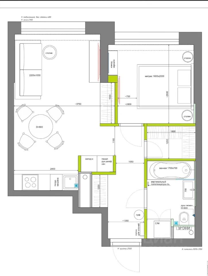 m. Serp i Molot: Apartment, 1-rooms