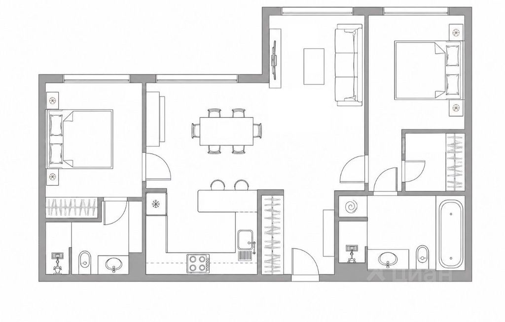 m. TsSKA: Apartment, 3-rooms