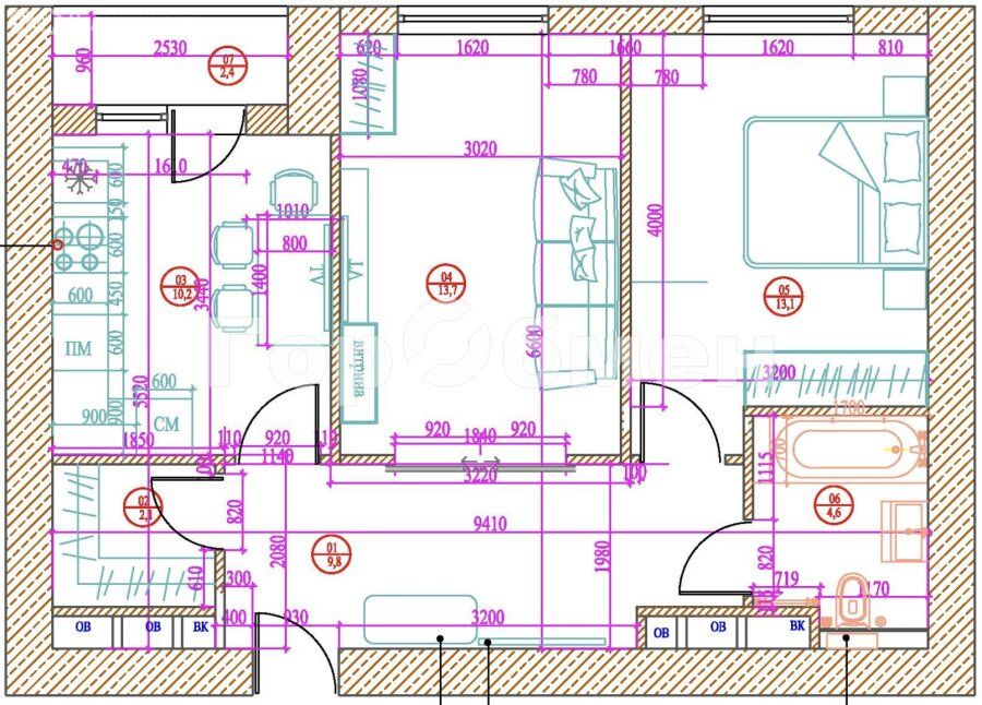 m. Dinamo: Apartment, 2-rooms