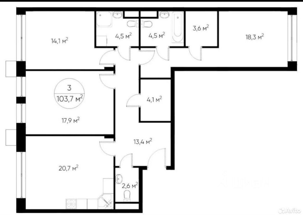 m. Skolkovo: Apartment, 3-rooms