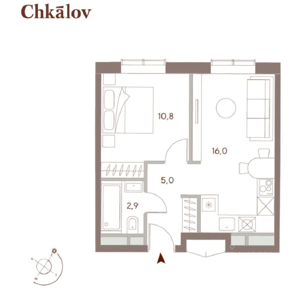 m. Chkalovskaya: Apartment, 2-rooms