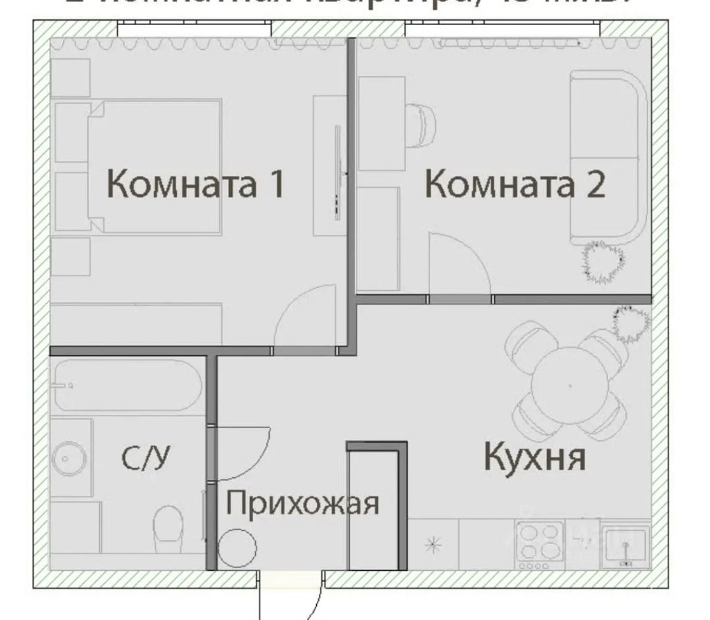 m. Spartak: Apartment, 2-rooms