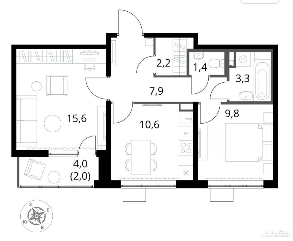m. Bitsa: Apartment, 2-rooms