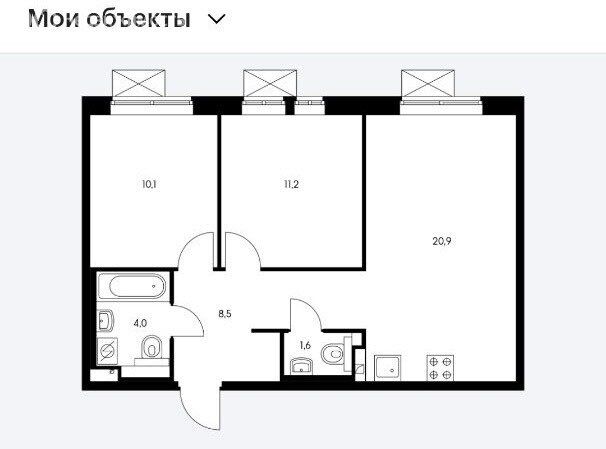 m. Kotelniki: Apartment, 2-rooms