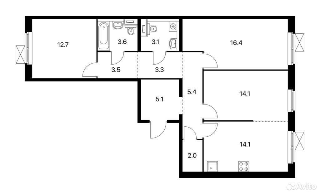 m. Kotelniki: Apartment, 3-rooms