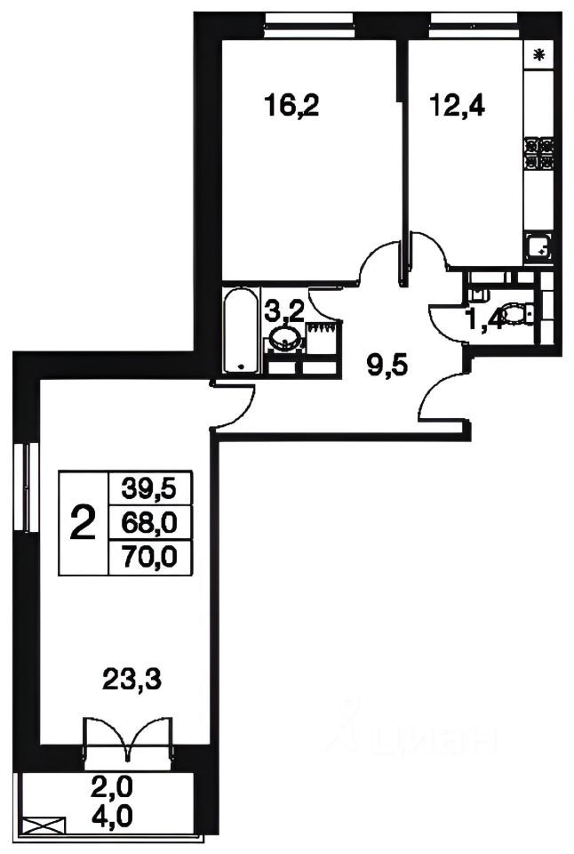 m. Kotelniki: Apartment, 2-rooms