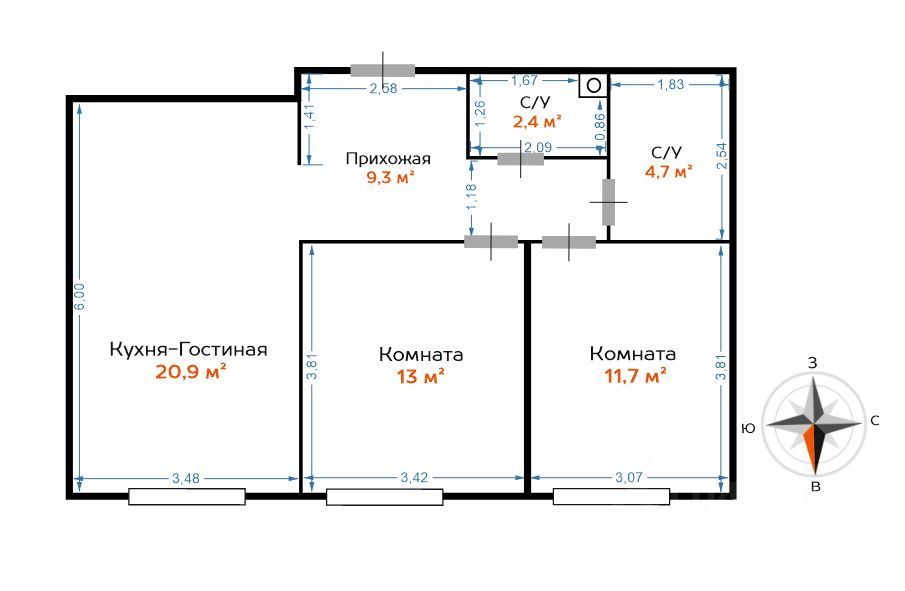 m. Botanichesky sad: Apartment, 2-rooms