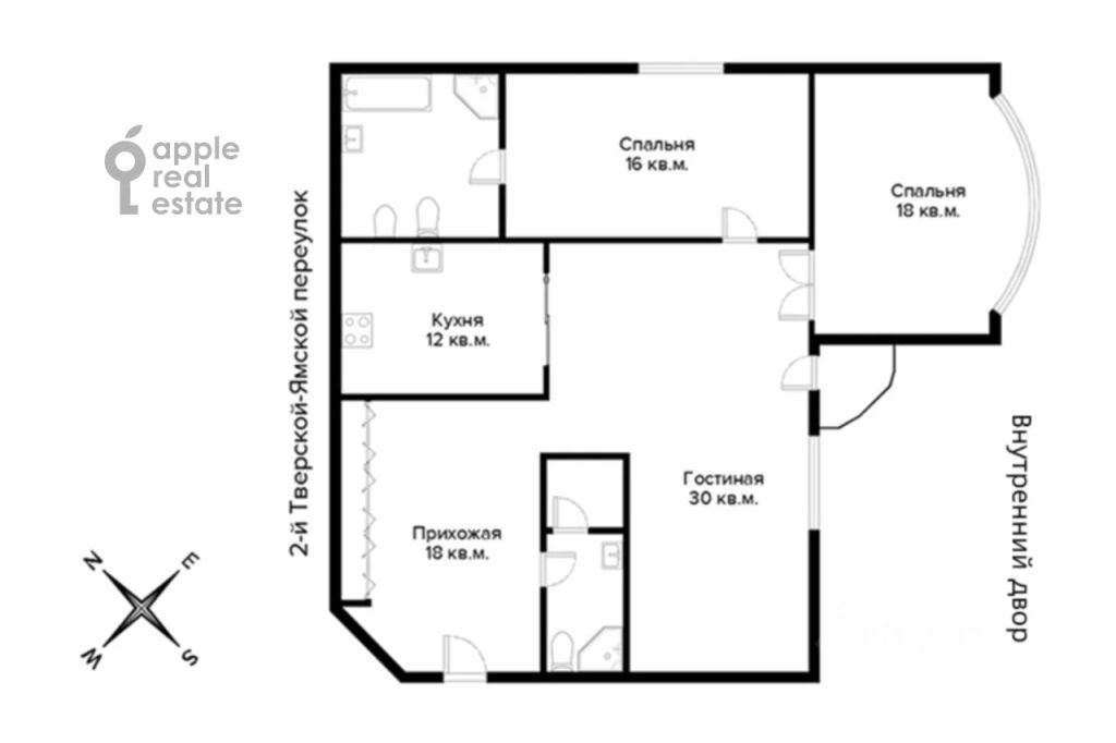 m. Mayakovskaya: Apartment, 3-rooms