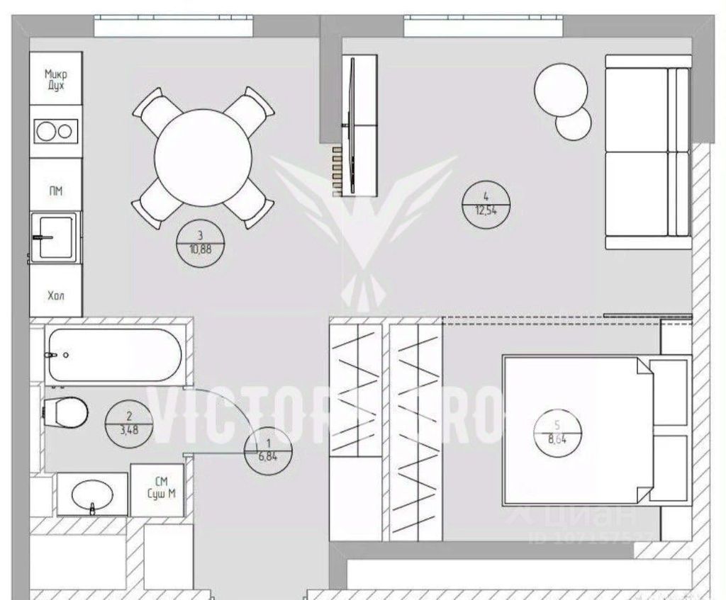 m. Tekhnopark: Apartment, 2-rooms