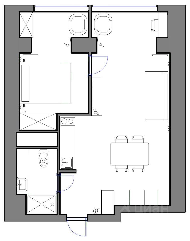 m. Smolenskaya: Apartment, 2-rooms