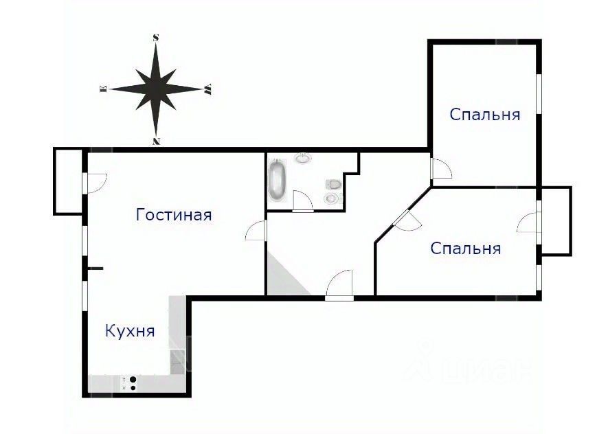 m. Polyanka: Apartment, 3-rooms
