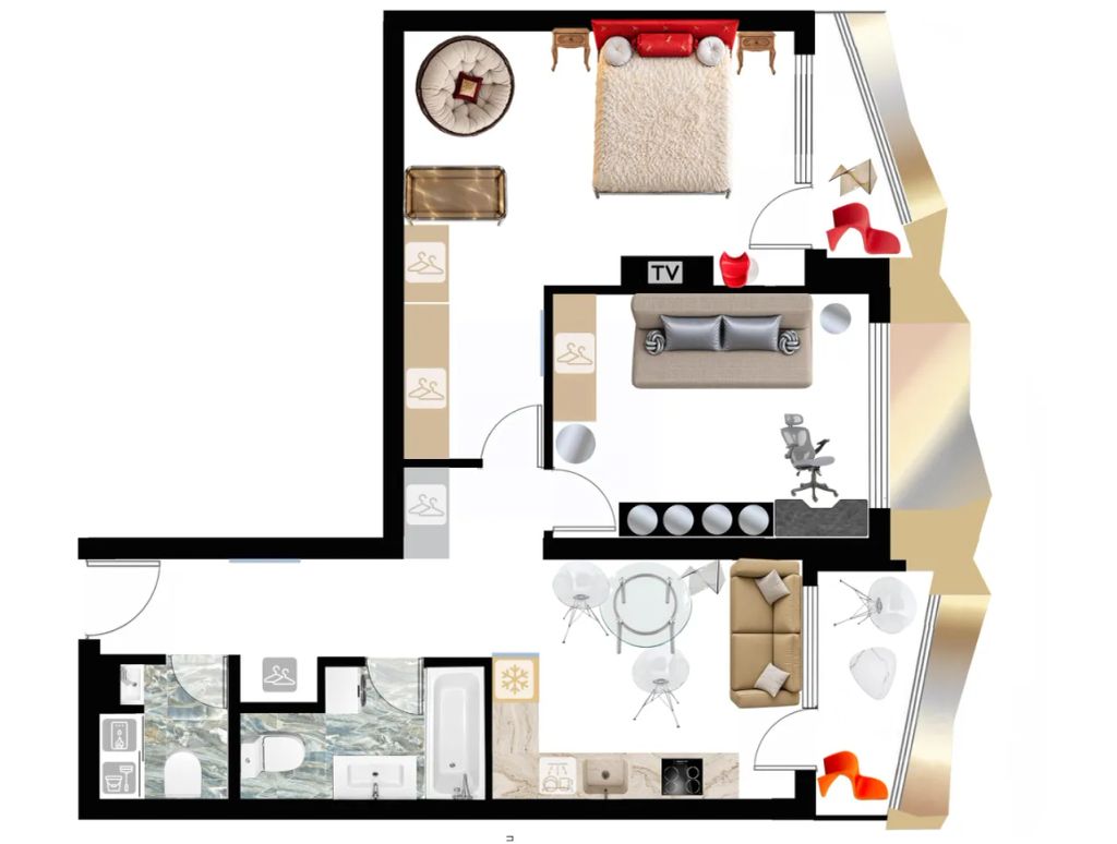 m. ZIL: Apartment, 2-rooms