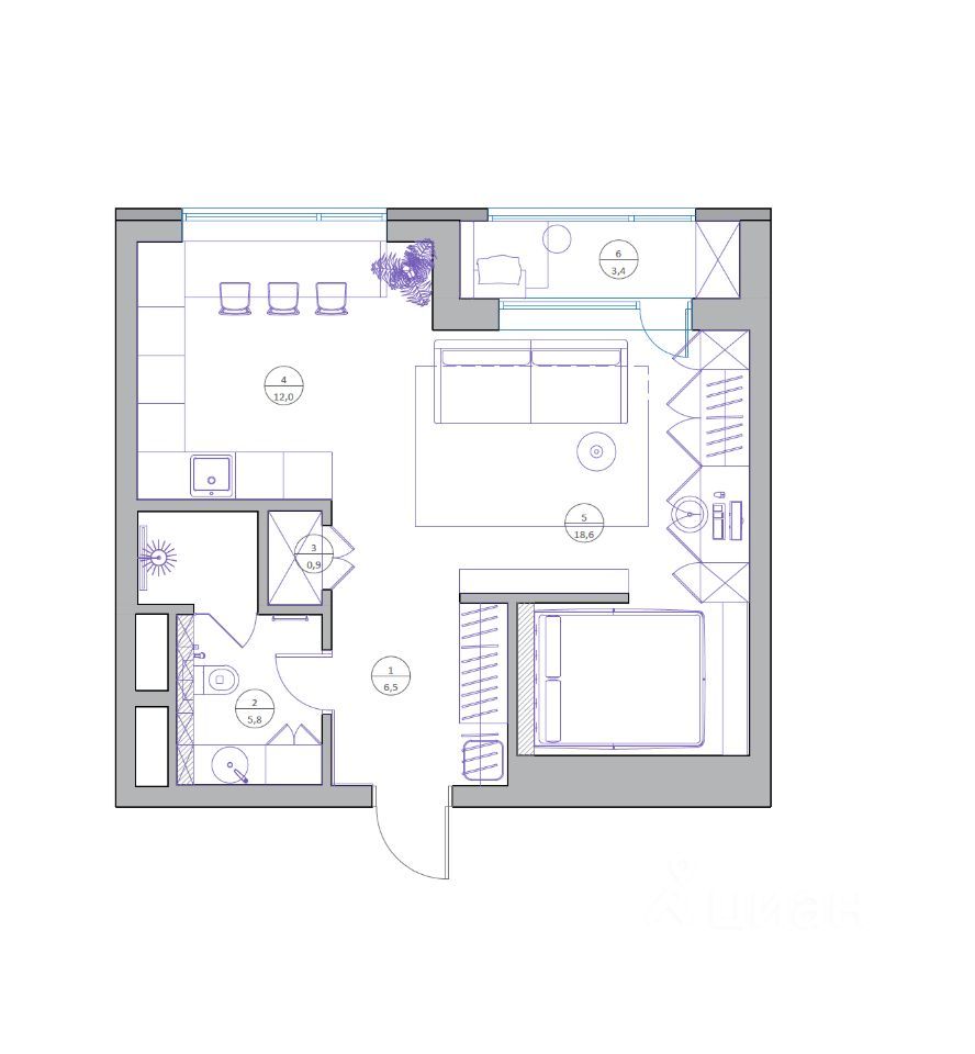 m. Akademicheskaya: Apartment, 2-rooms