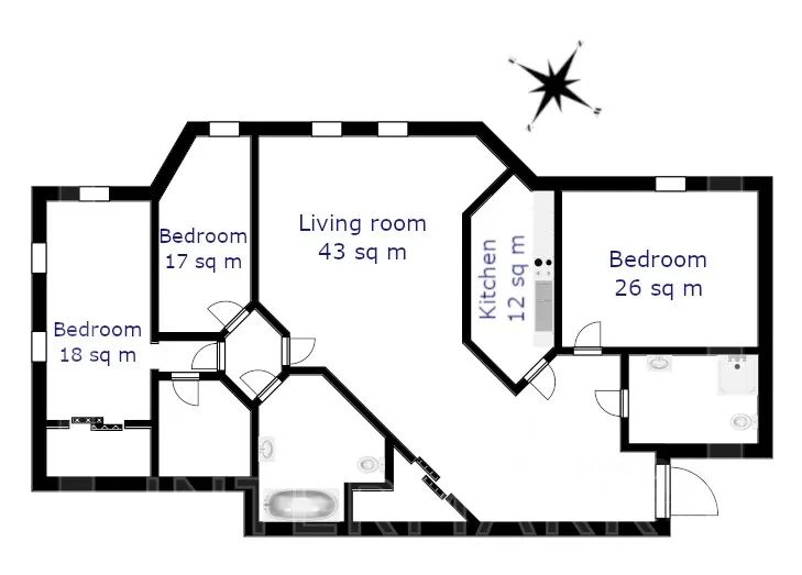 m. Park kultury: Apartment, 4-rooms