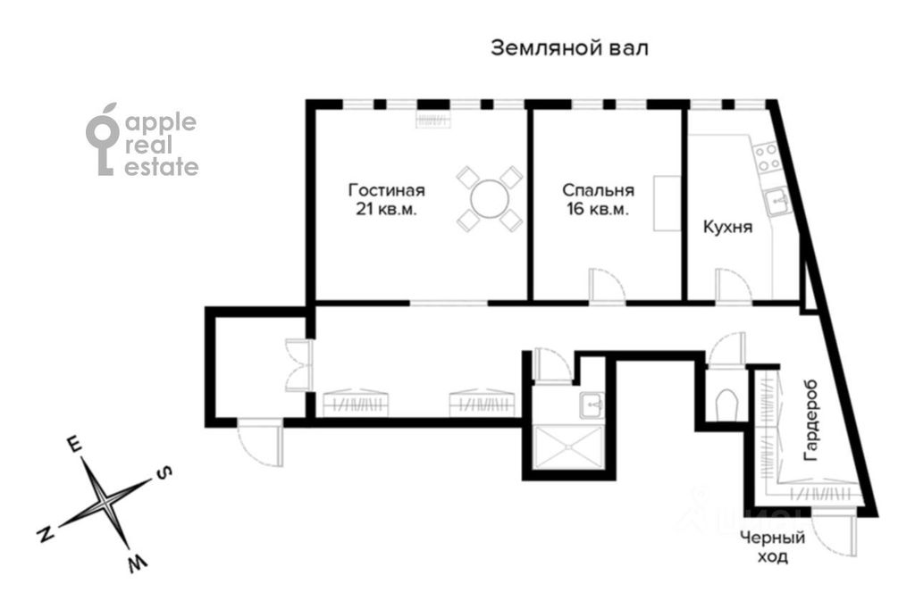 m. Chkalovskaya: Apartment, 2-rooms