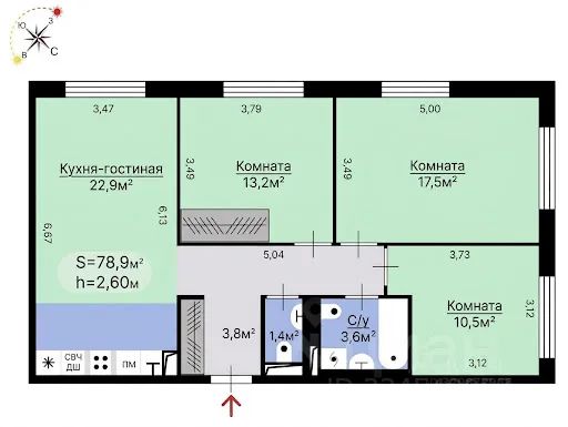 m. Vnukovo: Apartment, 3-rooms