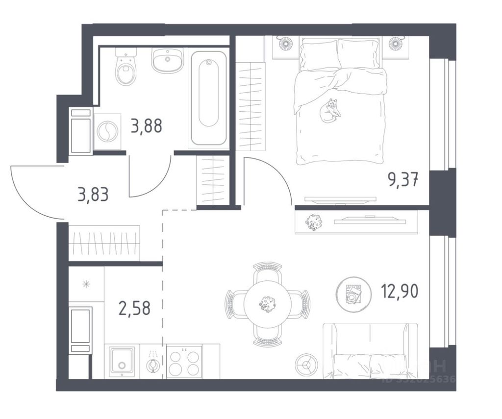 m. Tomilino: Apartment, 1-rooms