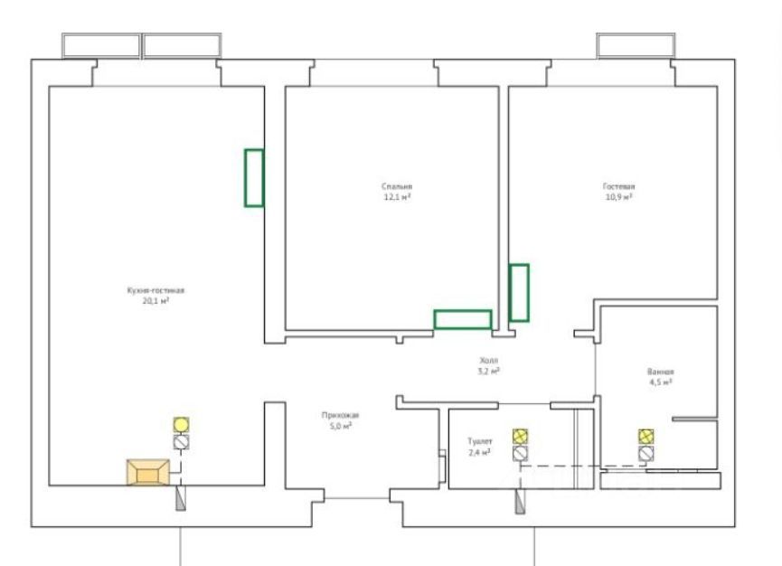 m. Spartak: Apartment, 2-rooms