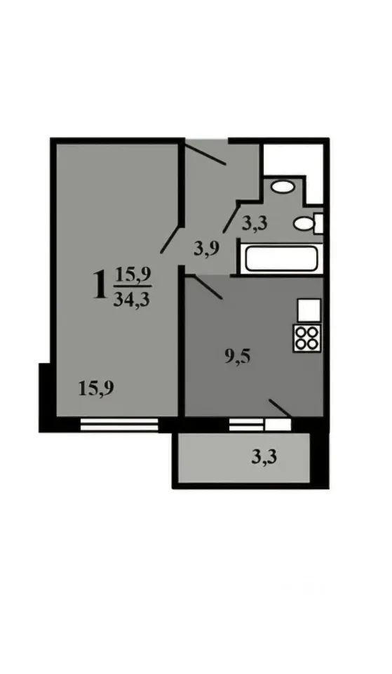 m. Scherbinka: Apartment, 1-rooms