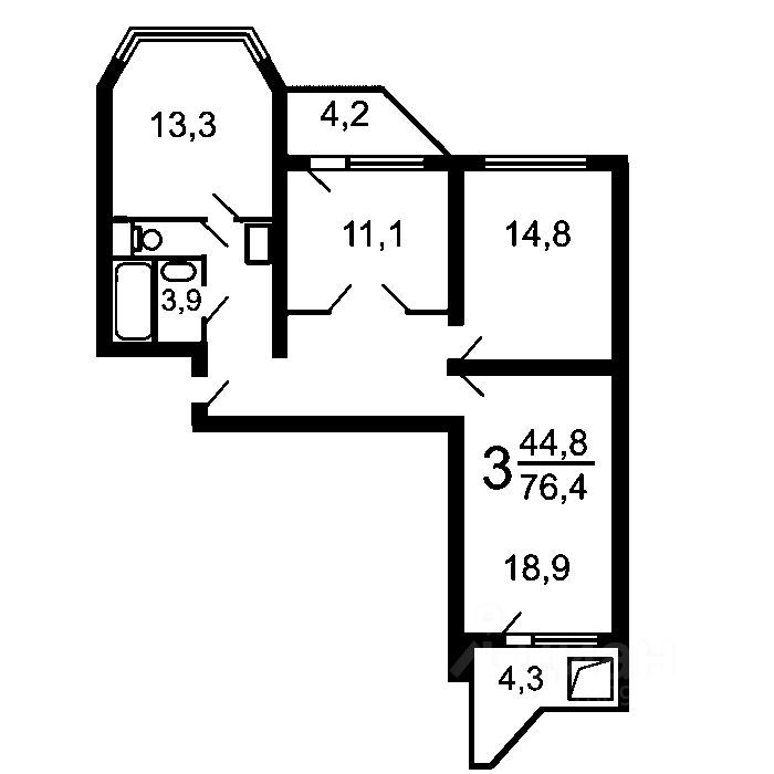 m. Odintsovo: Apartment, 3-rooms