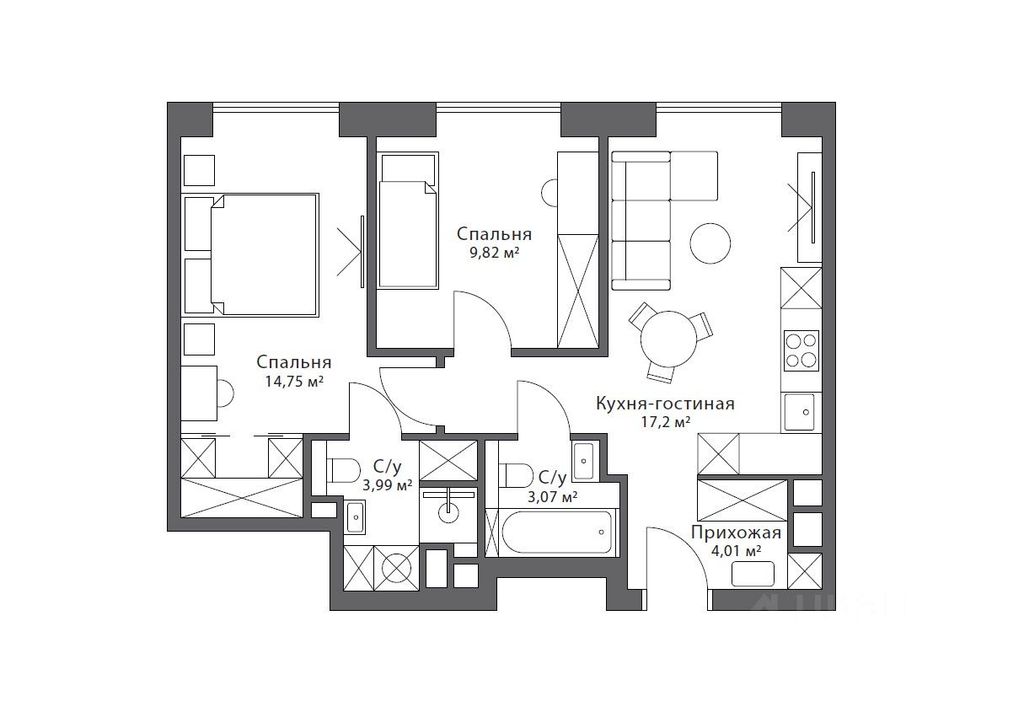 m. Khovrino: Apartment, 2-rooms