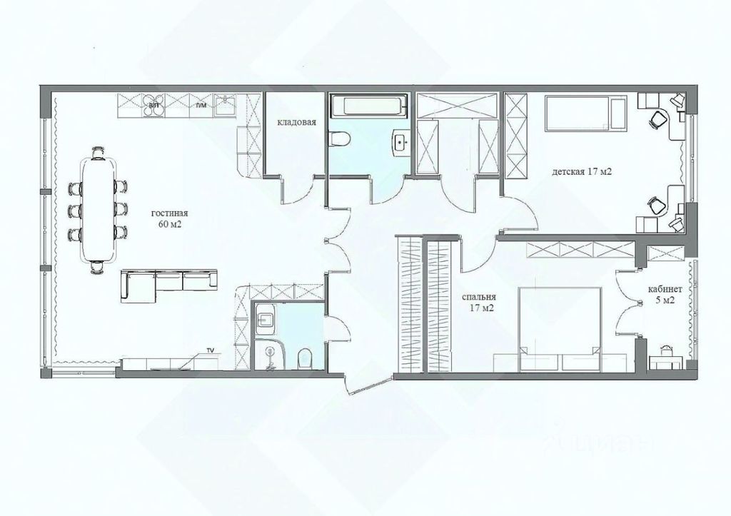 m. Smolenskaya: Apartment, 3-rooms