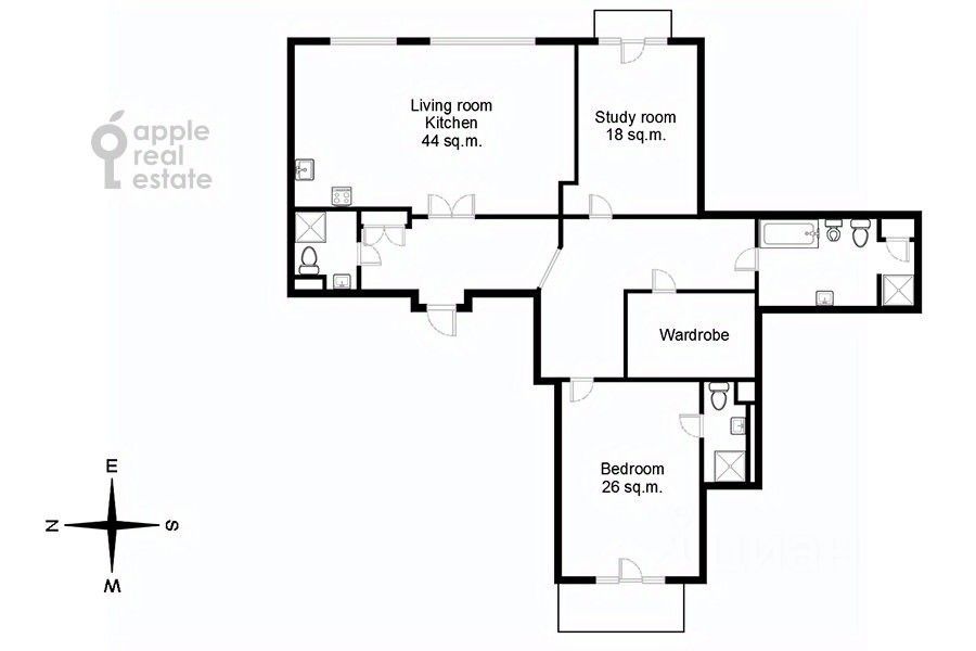 m. Chkalovskaya: Apartment, 3-rooms