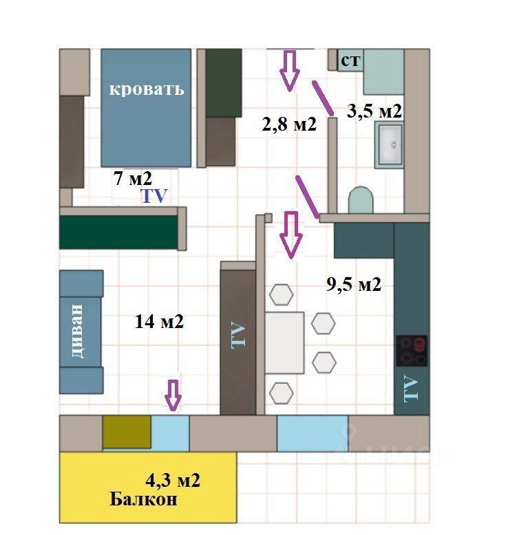 m. Komsomolskaya: Apartment, 1-rooms