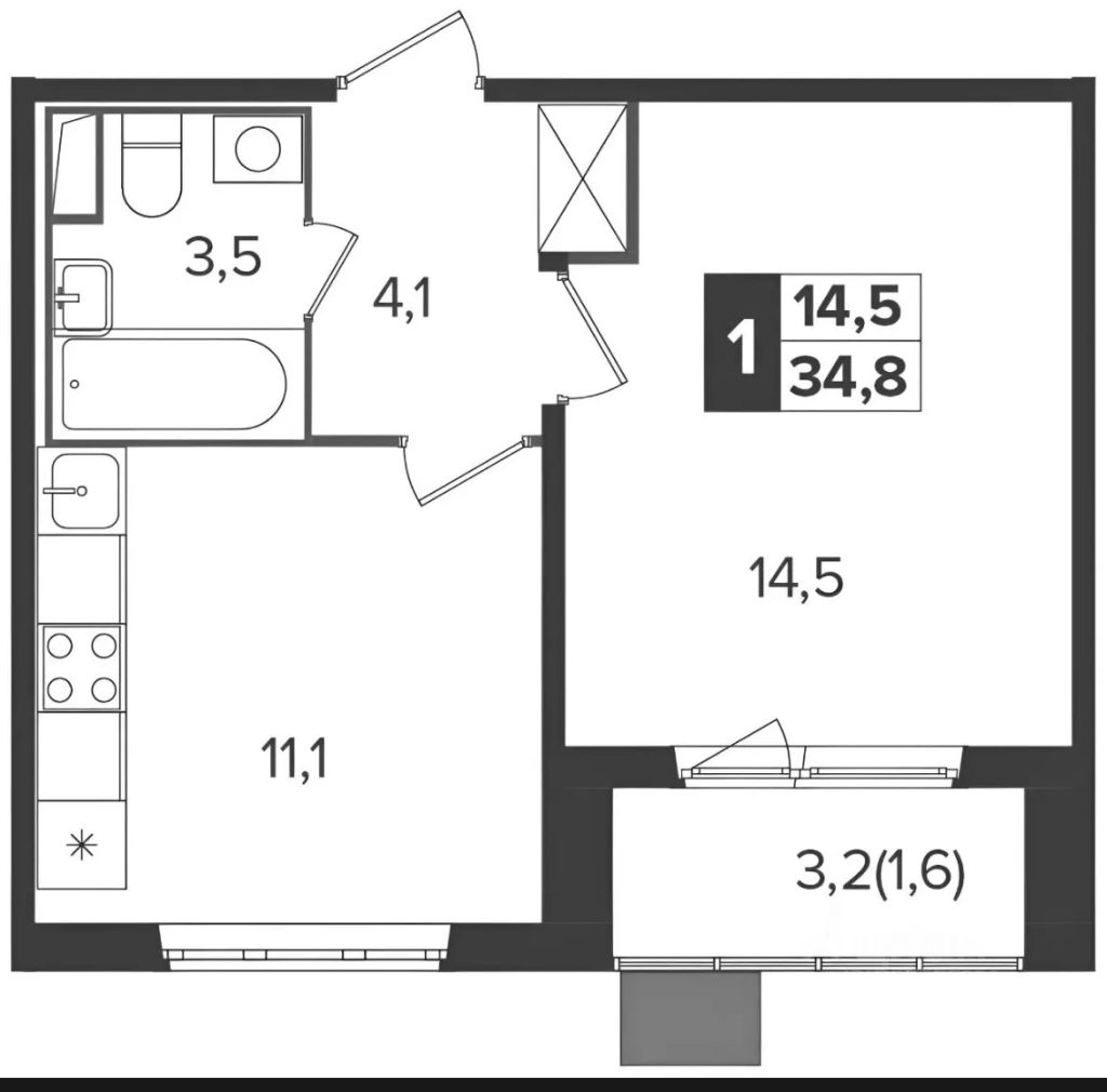 m. Bulvar Dmitriya Donskogo: Apartment, 1-rooms