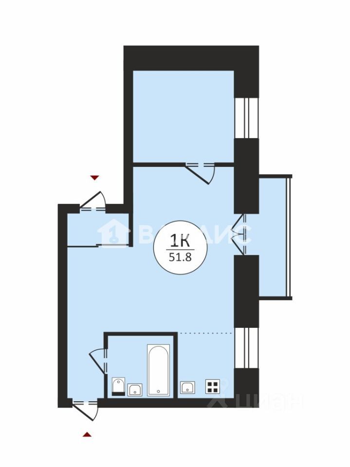 m. Shabolovskaya: Apartment, 2-rooms