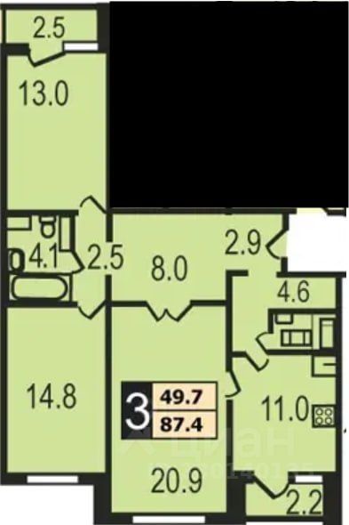 m. Lyubertsy I: Apartment, 3-rooms