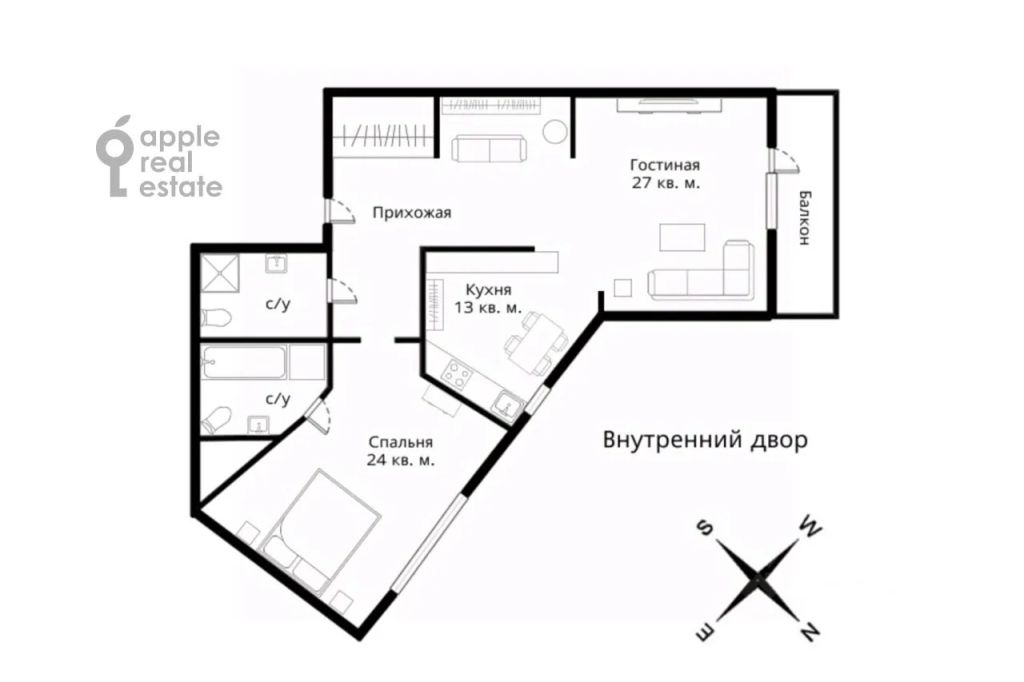 m. Mayakovskaya: Apartment, 2-rooms