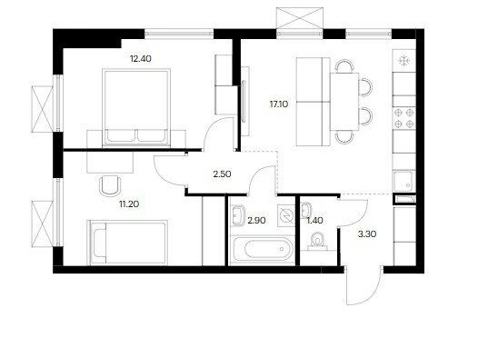m. Kotelniki: Apartment, 2-rooms