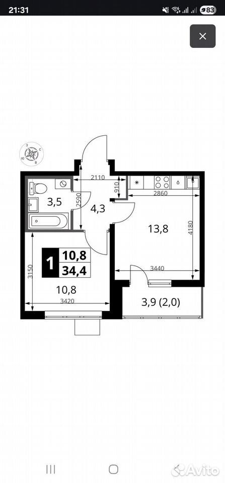 m. Bitsa: Apartment, 1-rooms