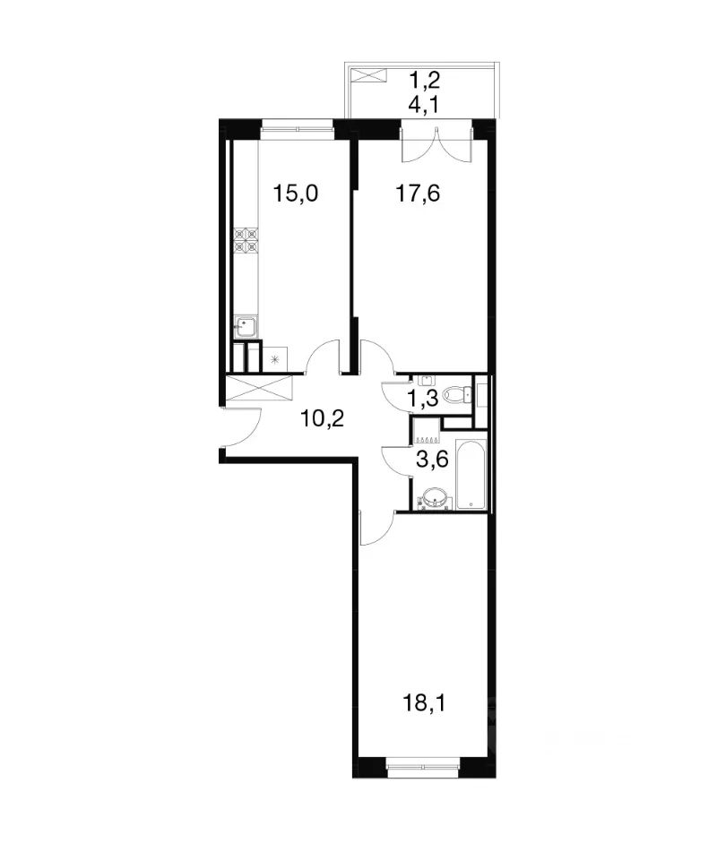 m. Kotelniki: Apartment, 2-rooms