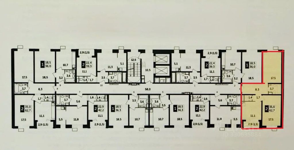 m. Bitsa: Apartment, 2-rooms