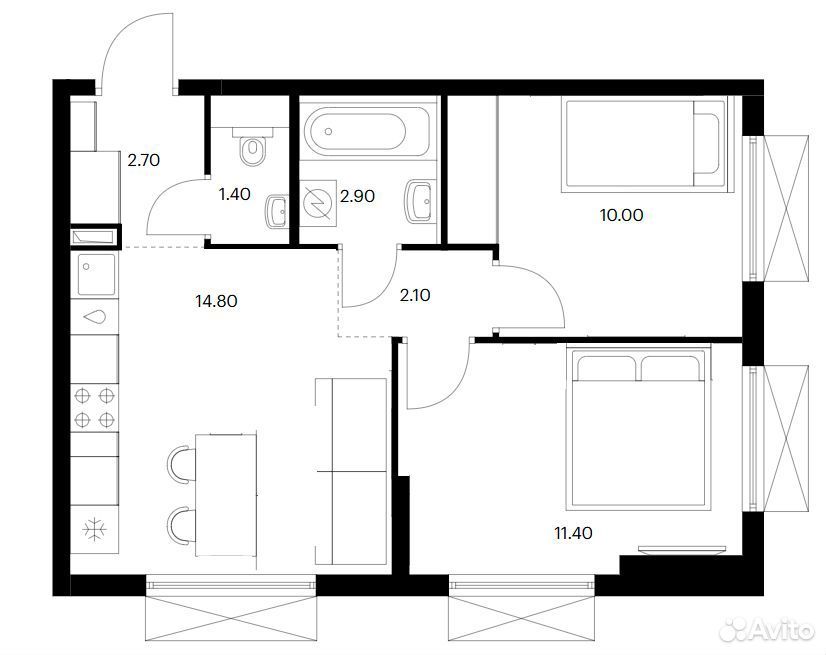 m. Kotelniki: Apartment, 2-rooms