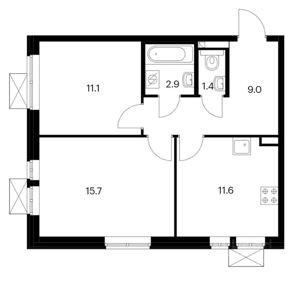 m. Kotelniki: Apartment, 2-rooms