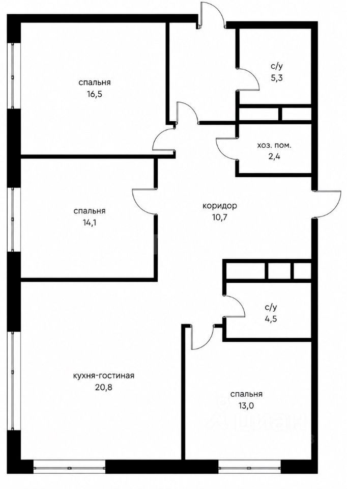 m. Terekhovo: Apartment, 3-rooms