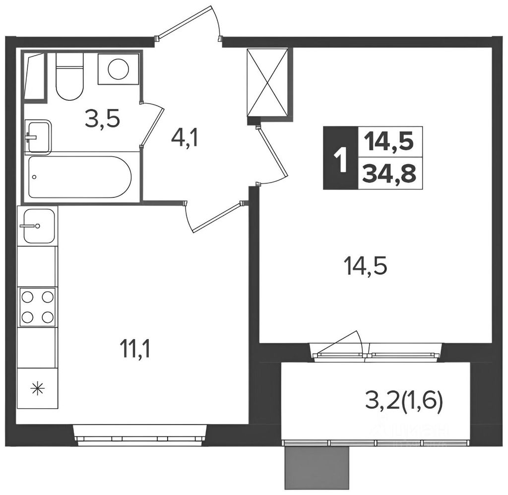 m. Bulvar Dmitriya Donskogo: Apartment, 1-rooms