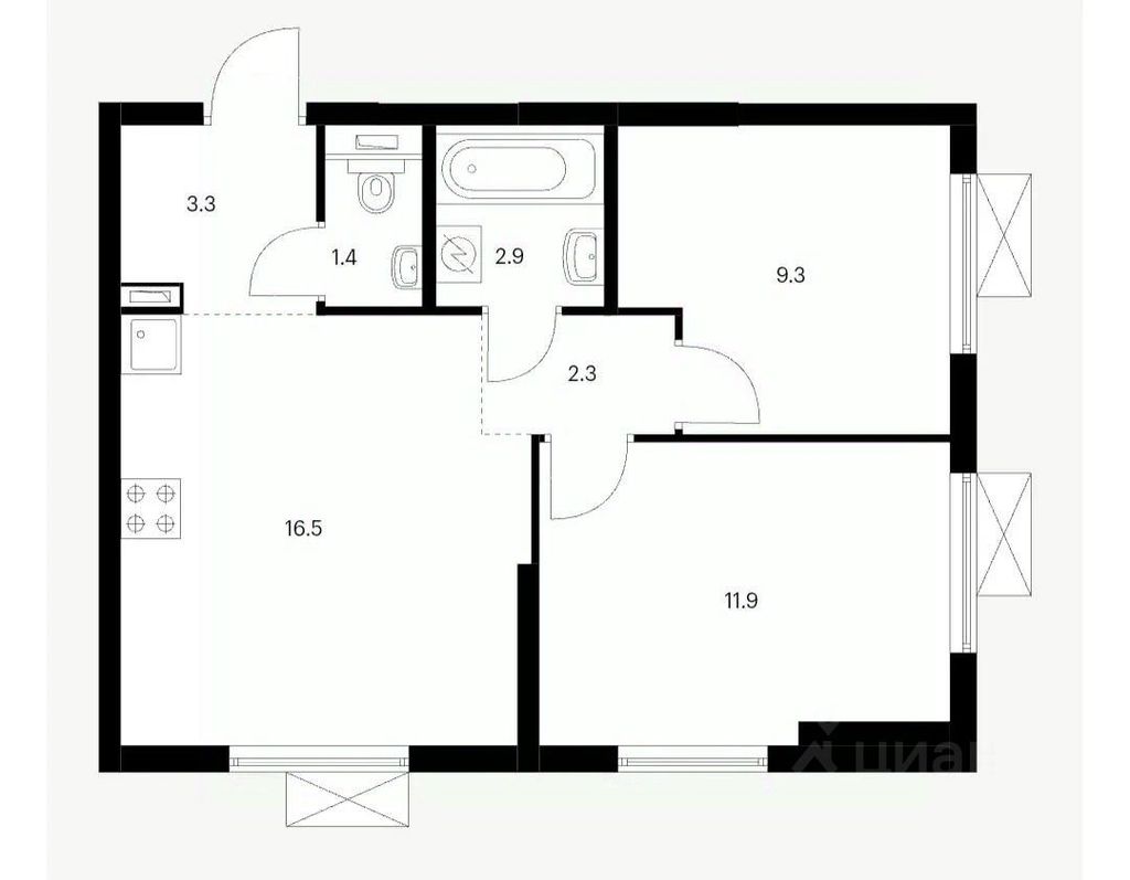 m. Kotelniki: Apartment, 2-rooms