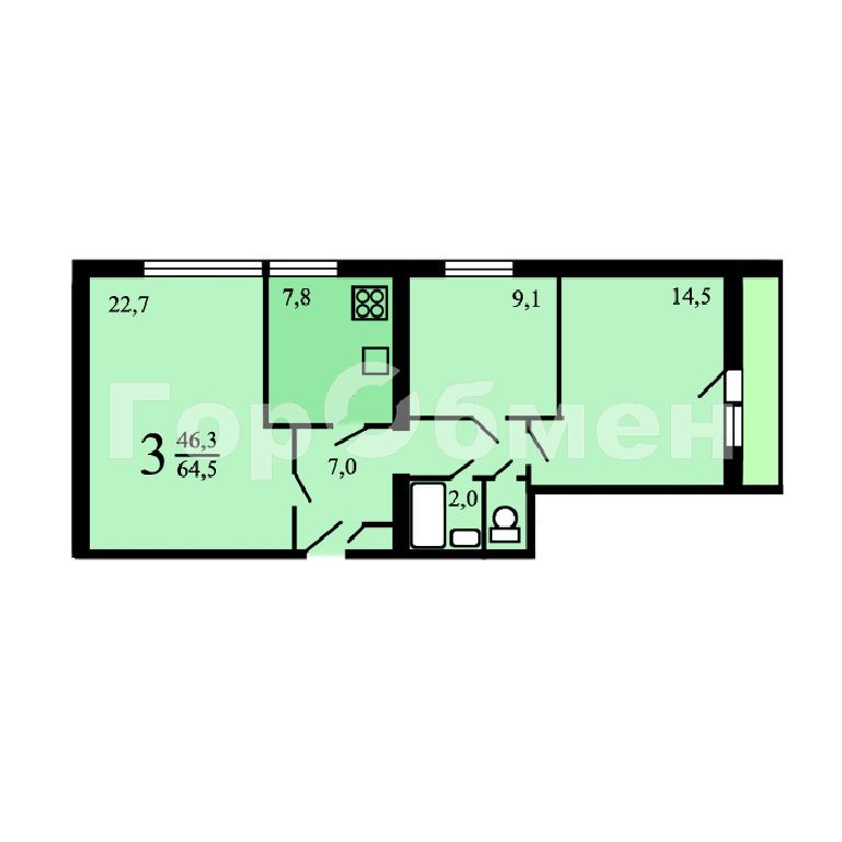 m. Vavilovskaya: Apartment, 3-rooms