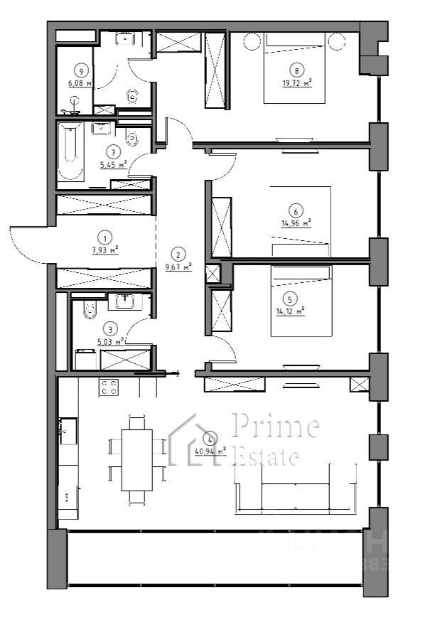 m. Lomonosovsky prospekt: Apartment, 4-rooms