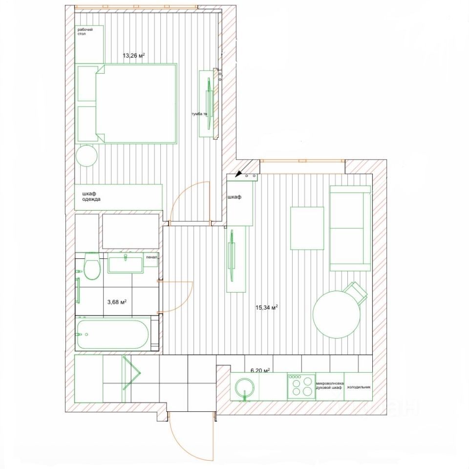 m. Vodniki: Apartment, 1-rooms