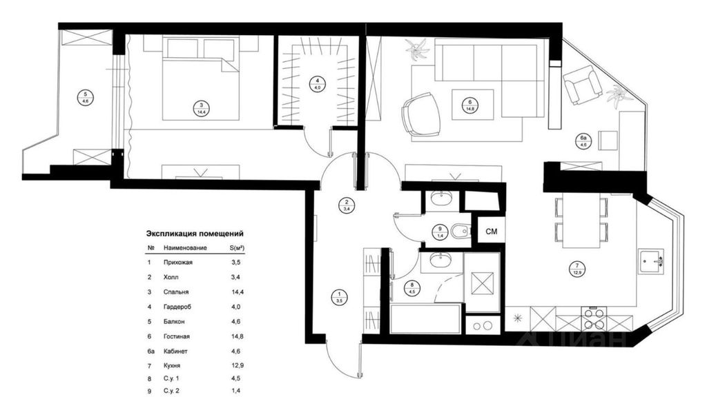 m. Alekseevskaya: Apartment, 2-rooms