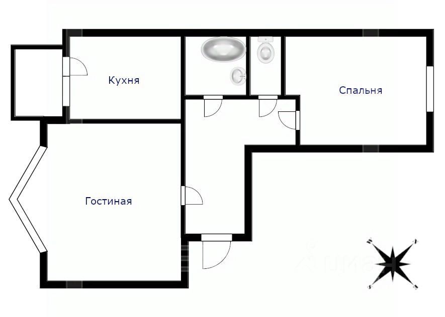 m. Smolenskaya: Apartment, 2-rooms