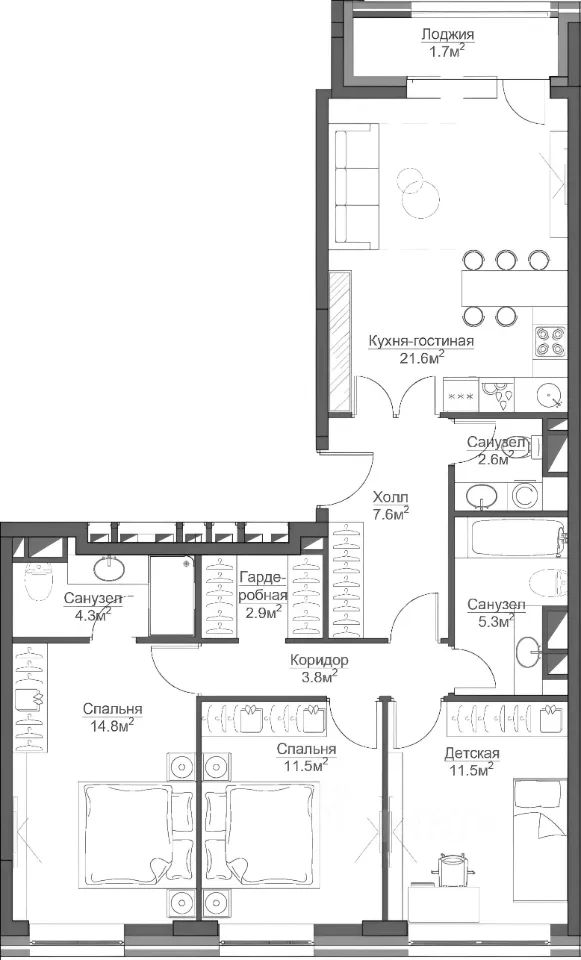 m. Dinamo: Apartment, 3-rooms