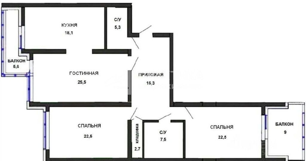 m. Molodezhnaya: Apartment, 3-rooms